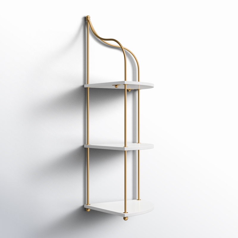 Corner Shelf, White/Gold