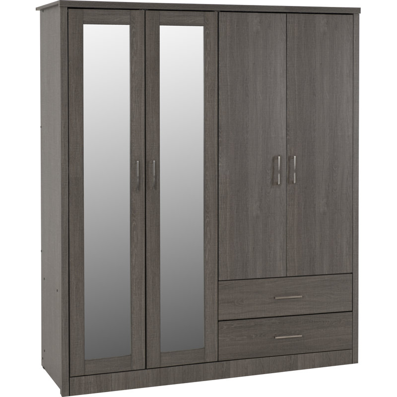 Langley Lisbon 4 Door Wardrobe, Black