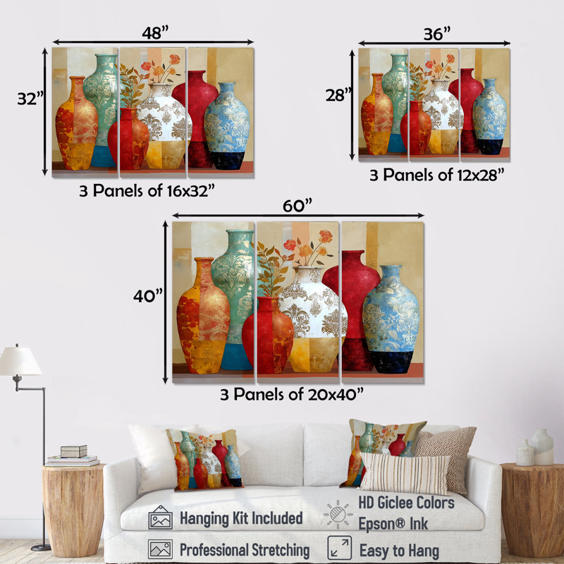 Ensemble de vases Boho Plants Moroccan, H 28 po x l 36 po, Toile tendue, Ne s’applique pas