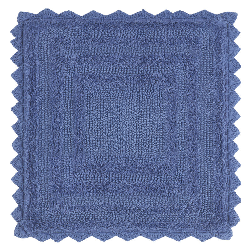 Janneli 100% Cotton Tufted 2 Piece Bathroom Rug Set, Reversible, Super Absorbent & Extra Soft Machine Washable Bath Rug, Blue