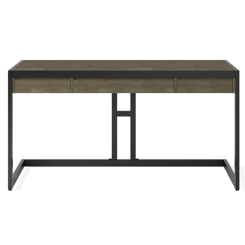 Bureau d'écriture Erina, H 31 po x l 60 po x P 24 po, Gris vieilli / noir mat