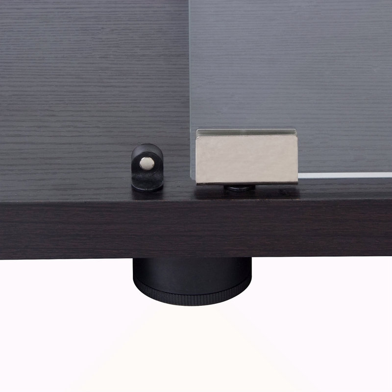 LED Strip Light Two Door Glass Cabinet Glass Display Cabinet With 4 Shelves, Black