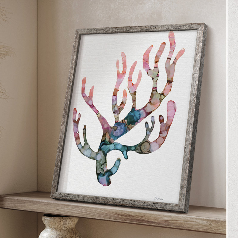 Sea Coral II, reproduction encadrée - bois massif, H 30 po x l 24 po