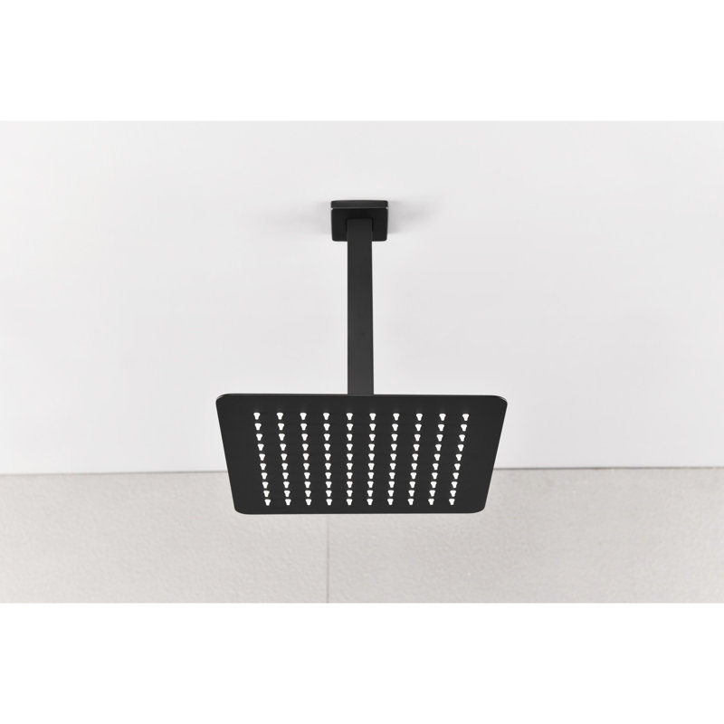 Bathroom Showerhead - Matte Black Stainless Steel, High Rainfall Design Shower Head Black, Steel With Scale Feature For