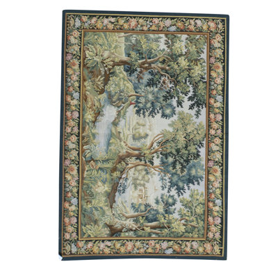 Tapis bleu et brun noué à la main de haute qualité