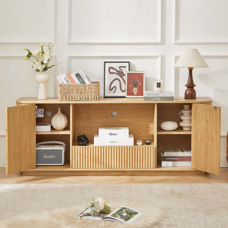 Curve Design Storage Cabinet, Natural