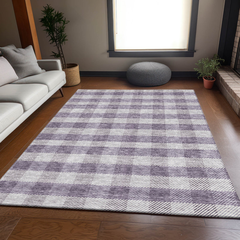 Tapis lavande Prisco lavable à la machine de qualité supérieure, Rectangulaire 8 pi x 10 pi