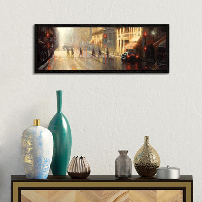 Paris - Crossing The Street by Christopher Clark - Floater Frame Panoramic Gallery-Wrapped Canvas Giclée on Canvas