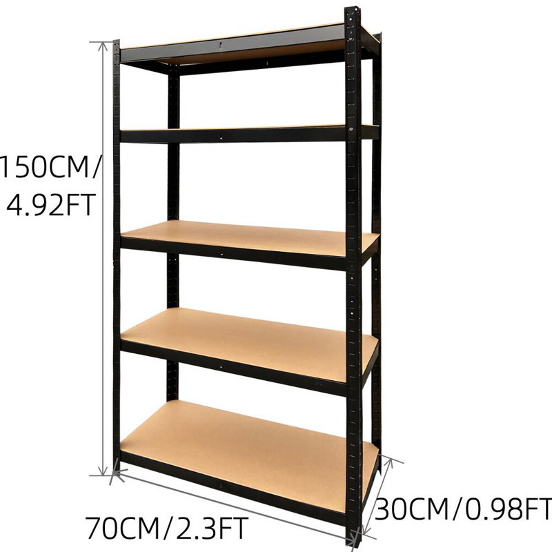 Mintun Metal Height -Adjustable Shelving Unit, 150cm H x 70cm W x 30cm D, Black