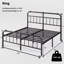 Structure de lit plateforme en acier avec tête de lit simple et pied de lit - Design noir minimaliste moderne, pieds hauts de 18 po, rangement sous le lit de 16 po, ensemble de lattes inclus (sans sommier) pour la chambre principale / d'invité-874755892