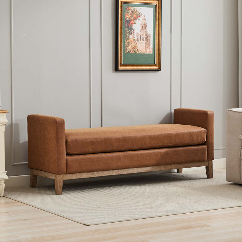 Gilb Faux Leather Upholstered Bench, Brown