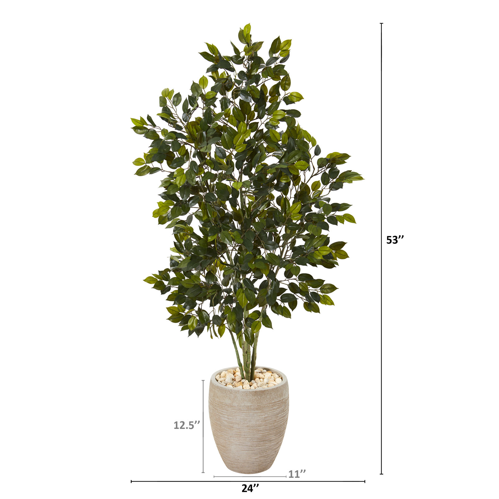 53'' Faux Ficus Tree in Earthenware Planter