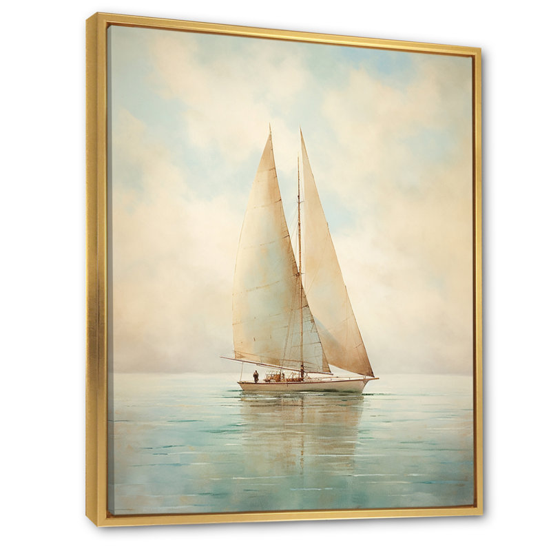 Voilier «Whispering Breezes II» - Bateau à voile, art mural, H 32 po x l 24 po, Reproduction avec cadre flottant, Gold