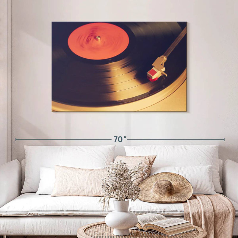 Joueur de vinyle rétro, H 30 po x l 45 po