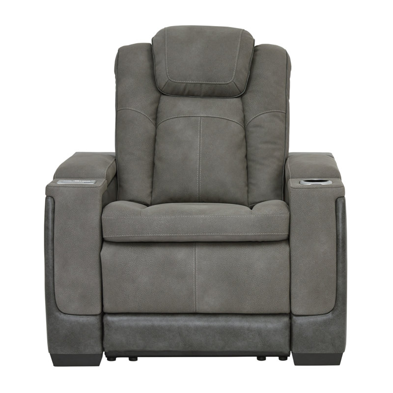 Faux Leather Power Recliner, Slate Faux Leather