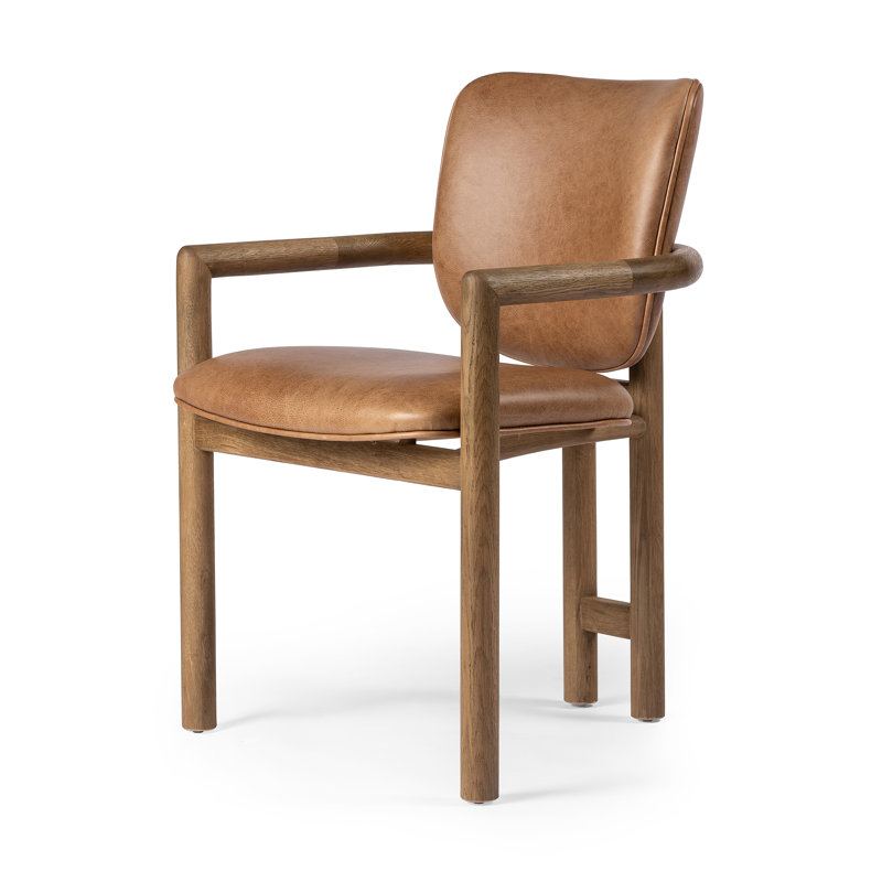 Madeira Upholstered Arm Chair, Brown, Brown