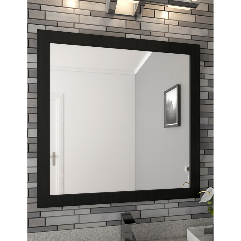 Miroir de salle de bain Akhari, Espresso, 30 po x 30 po