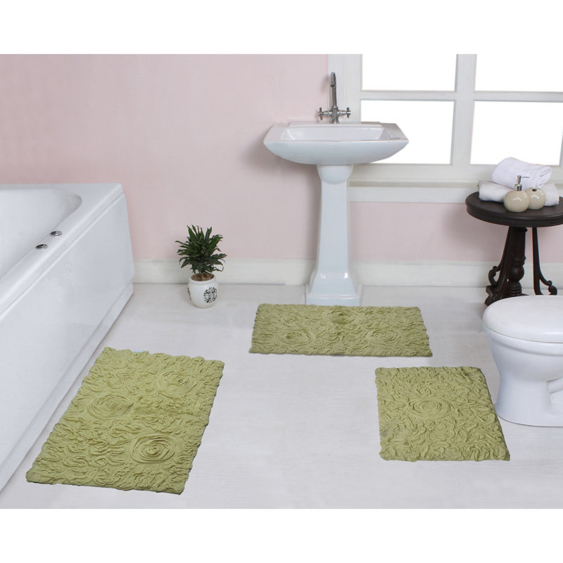 100% Cotton Bath Rug (Set of 3), Green