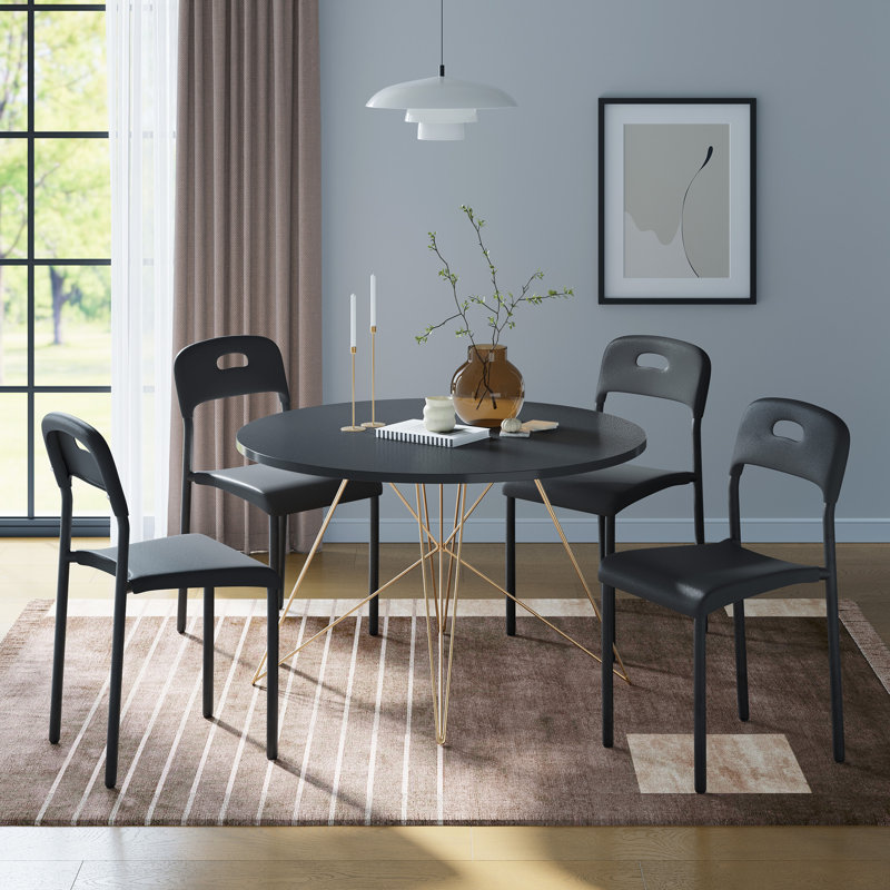Stackable Dining Chair, Black, 2