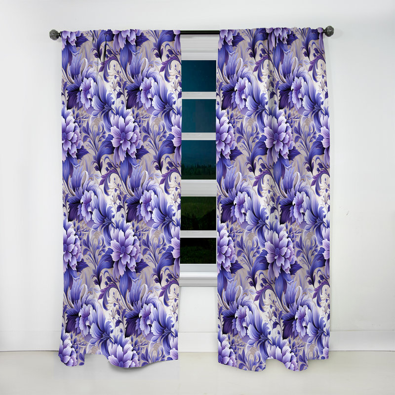 Mauve lavande persan Paisleys II - Rideau floral - Rideau floral obscurcissant - 1 panneau, L 52 po x L 120 po