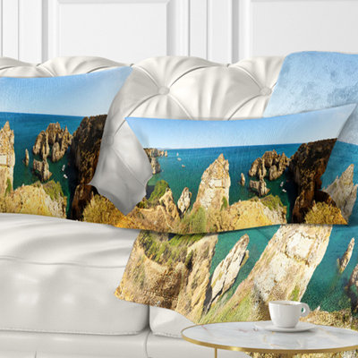 High Cloudy Mountains Panorama - Sea & Shore Printed Throw Pillow