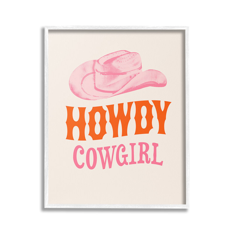 Howdy Cowgirl, art de la giclée encadrée par Victoria Barnes, Giclée encadrée blanc bord de mer, H 30 po x l 24 po