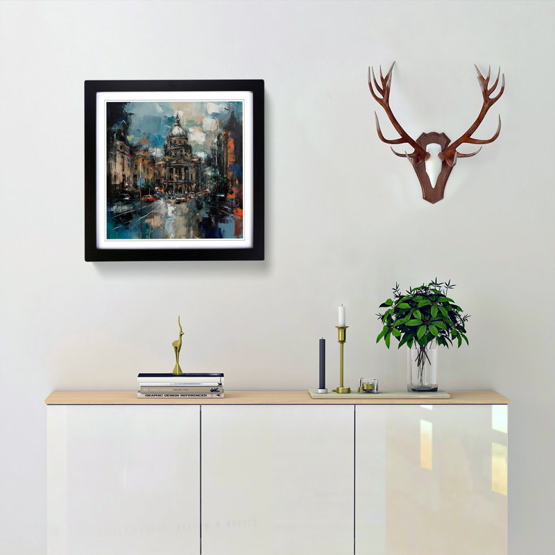City Of Belfast Abstract Expressionism - Framed Print, Black