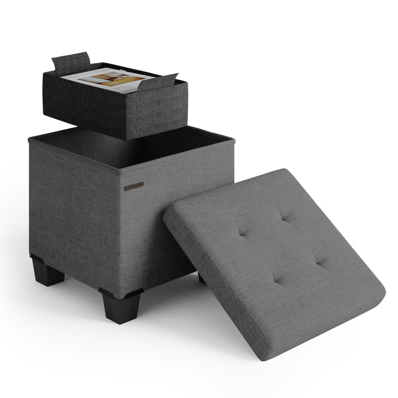 Banc de rangement avec repose-pieds Vérrant, 15"H x 15"W x 15"D, Grey