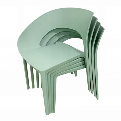 Polypropylene Single-Side Chair - One-Piece Design for Indoor & Outdoor Use, Suitable for Various Scenarios (Set of 4)