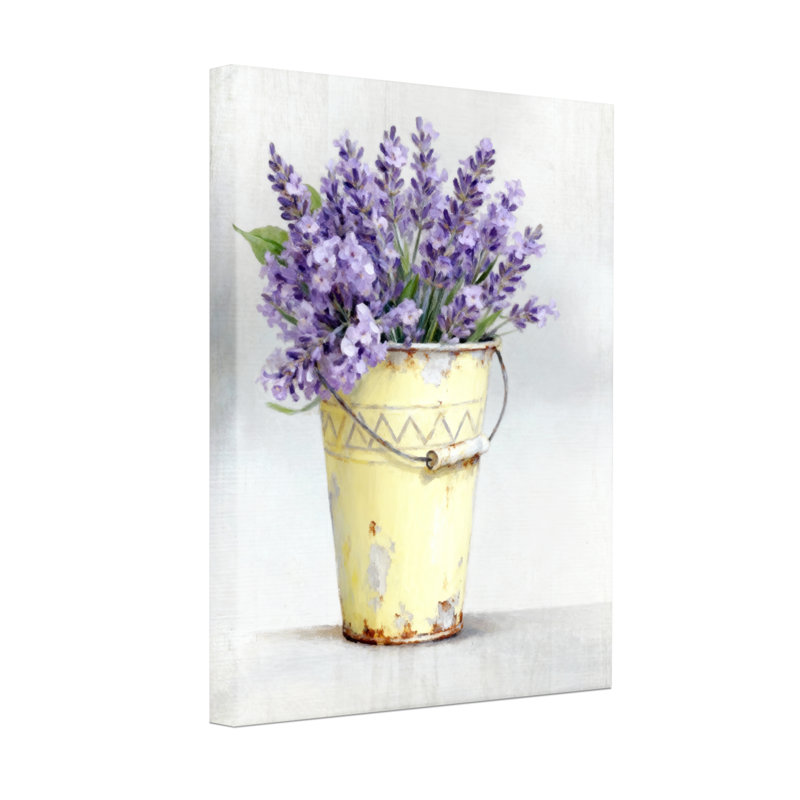 Plantes et fleurs, bouquet de lavande dans un seau rustique, H 36 po x l 24 po