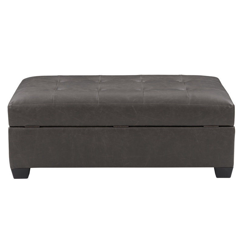 Banc de rangement en similicuir Mirabile, Gris foncé
