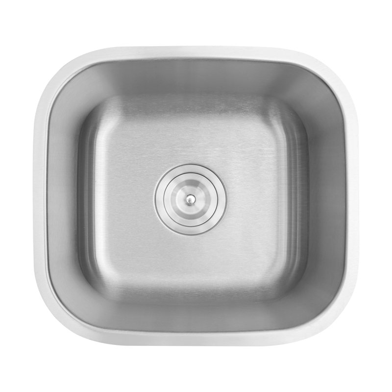LQS 16" L x 15" W Kitchen Sink Stainless Steel Bar Sink With Sink Drain Assembly