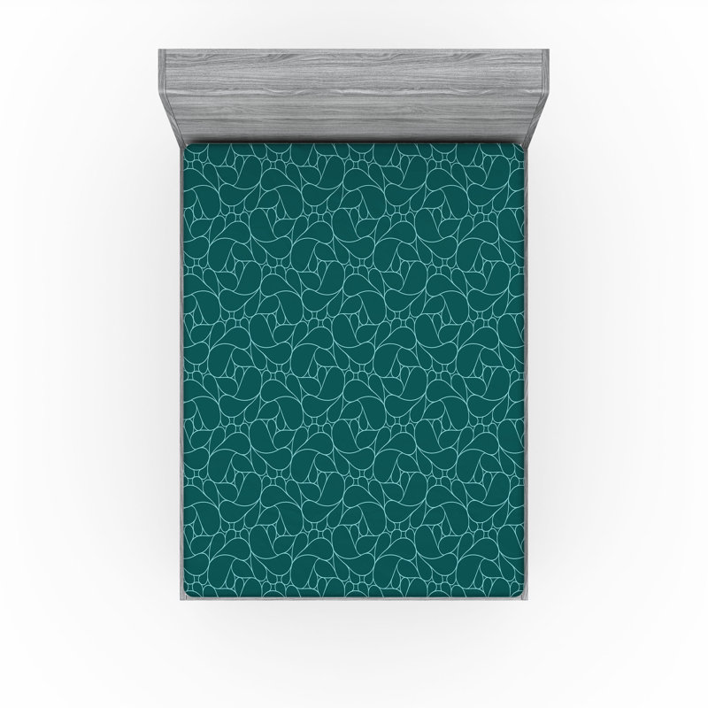 Drap-housse orange Ambesonne, Drap-housse de taille double, Turquoise / abstrait bleu sarcelle