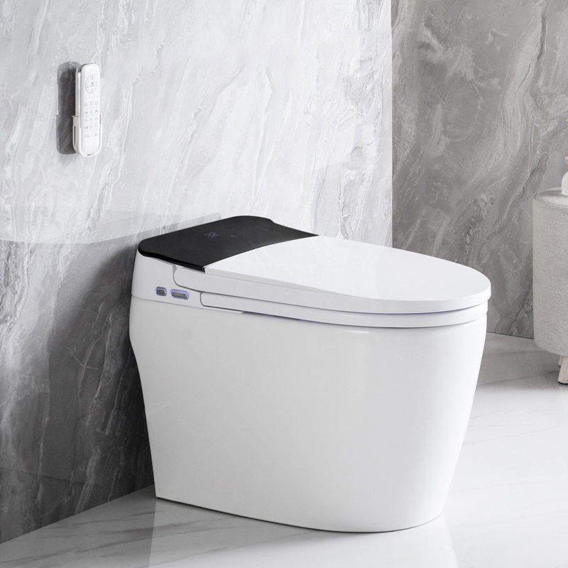 Toilette allongée intelligente avec bidet, options de chasse automatique, siège chauffant - fonction de mise à niveau de salle de bain