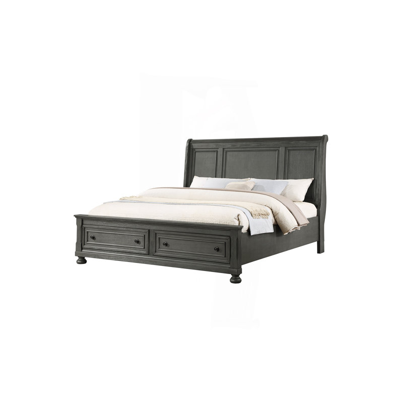 Très grand lit de style moderne en bois et finition gris rustique