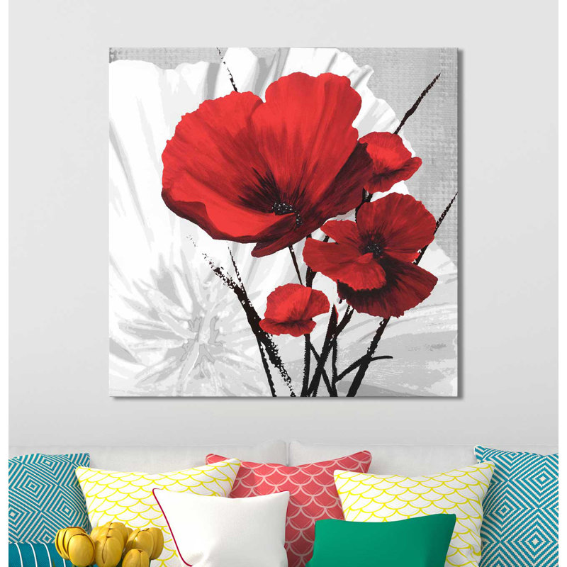 Big Red Poppies II - impression sur toile tendue, H 36 po x l 36 po x P 1,5 po