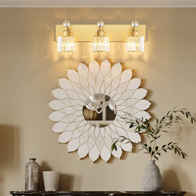Luminaire de salle de bain en cristal 3 lumières avec cadre, éclairage mural moderne pour miroirs de salle de bain, homologué UL