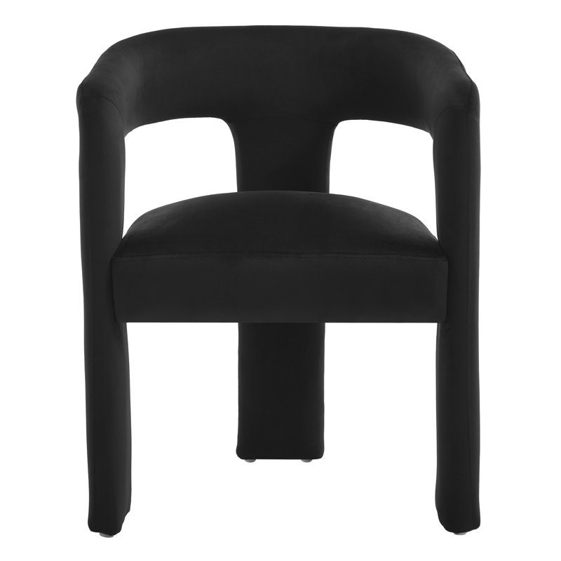 Modern Upholstered No Assembled Barrel Dining Chair, Black