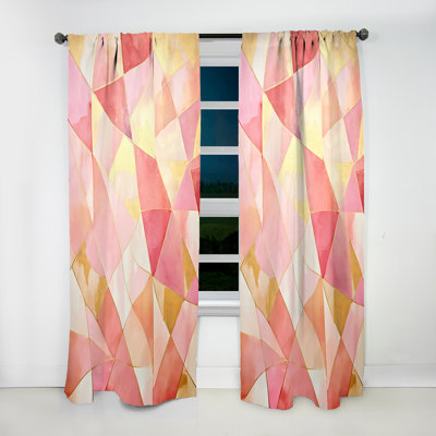 Tessellations roses et dorées Tracy - Rideau moderne - Velours obscurcissant - 1 panneau
