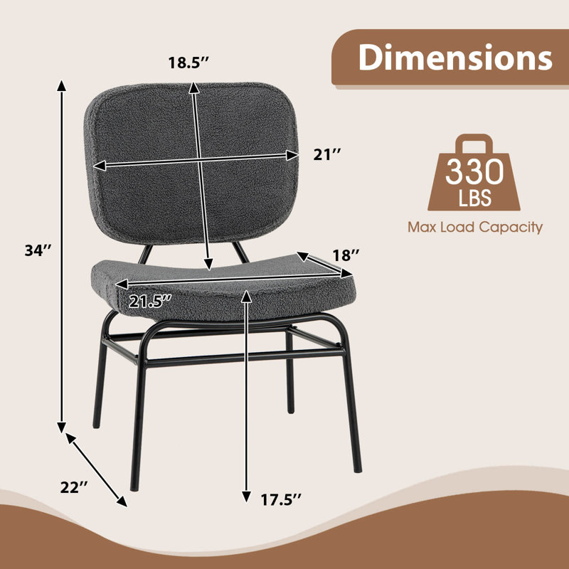 Chaise d'appoint rembourrée 1 pièce avec rembourrage en éponge Ebern Designs, Tissu gris