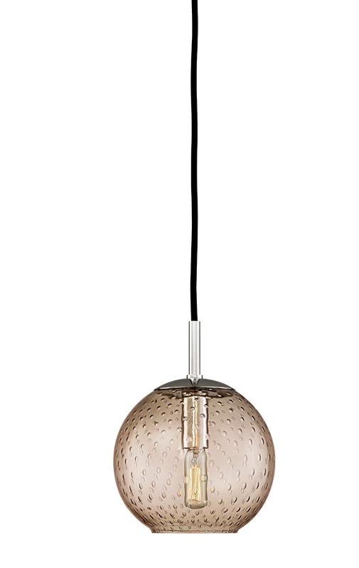 Rousseau 1 Light Pendant, Polished Chrome, Blue, 7.75" H X 6" W X 6" D