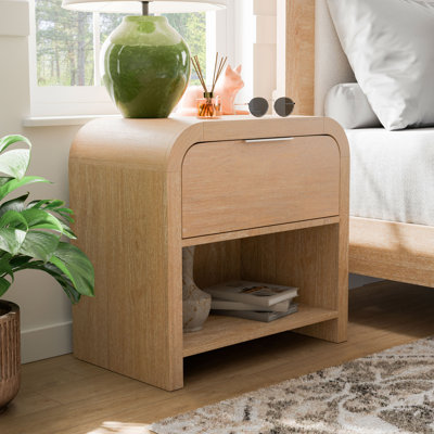 Beaucet 28"W Solid Wood Nightstand with Open Shelf