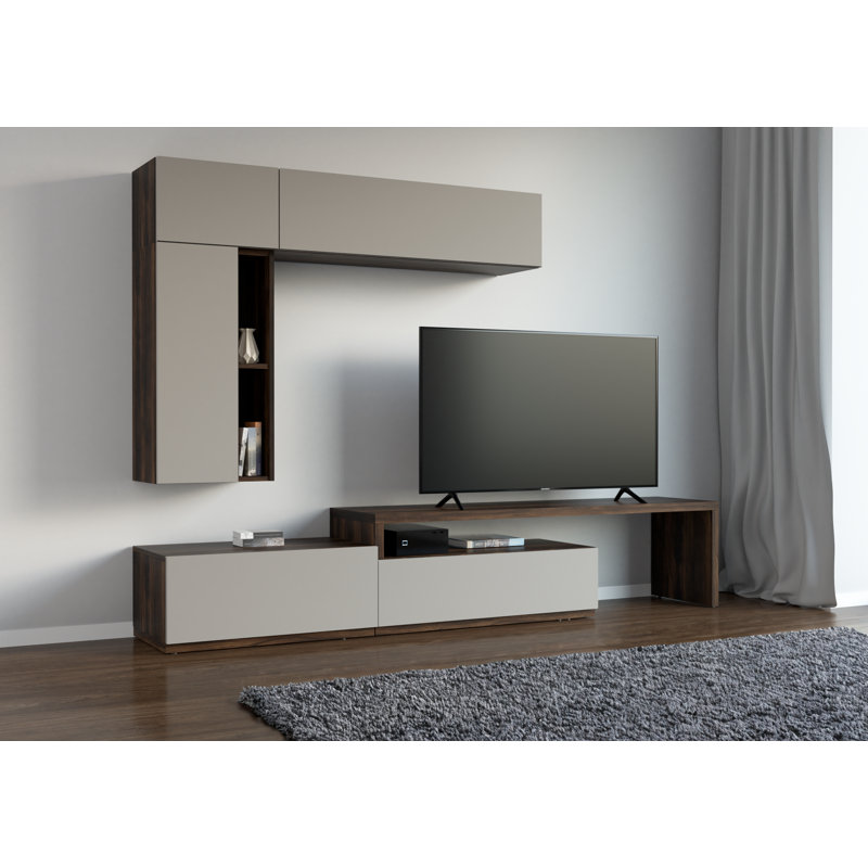 Nahim Unfinished Entertainment Centre for TVs up to 88", Walnut/White