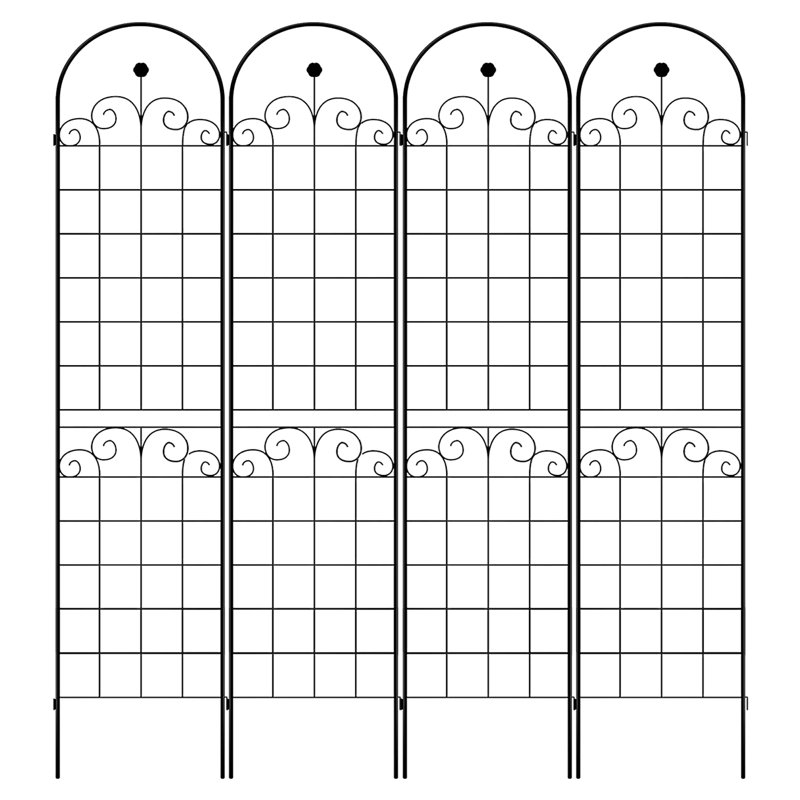 Paquet de 4 treillis de jardin en métal pour plantes grimpantes d'extérieur 86,7 po x 19,7 po