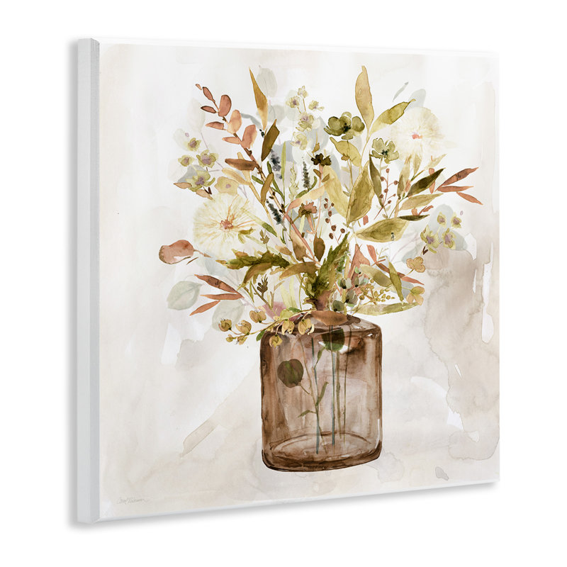 «Earthy Mixed Botanicals Floral Blossoms» par Carol Robinson - peinture sur panneau de fibres à densité moyenne