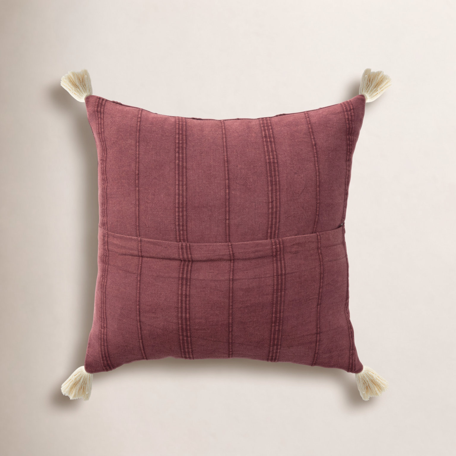 Danica Tassels Cotton Throw Pillow, Red, Polyester/Polyfill