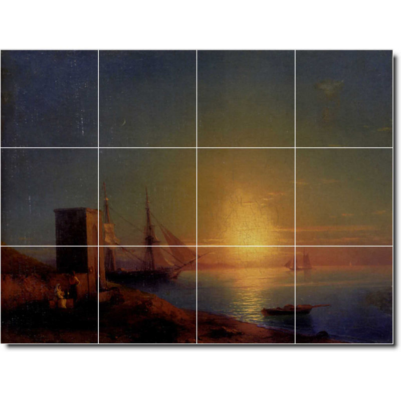 Carreau de peinture murale 32 po x 24 po 8 po x 8 po, Bord de l'eau 028