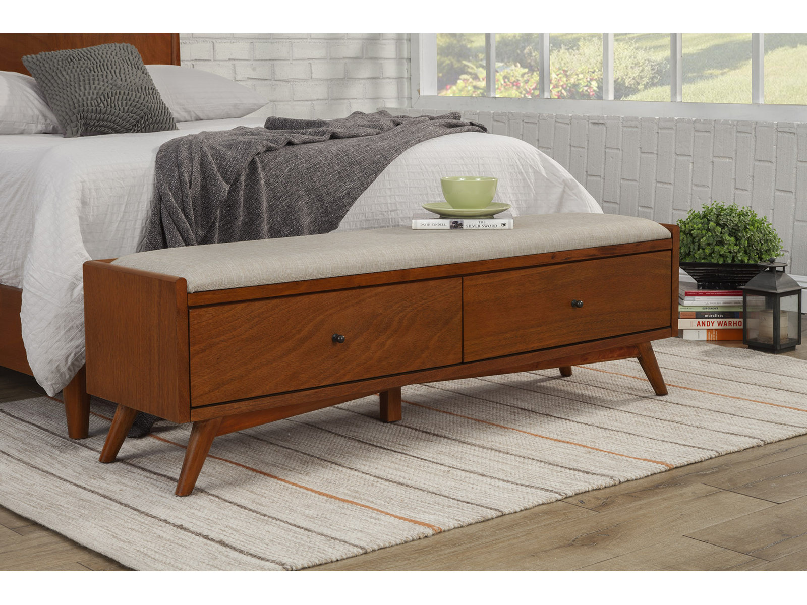 Williams 59" Bedroom Bench, Chestnut