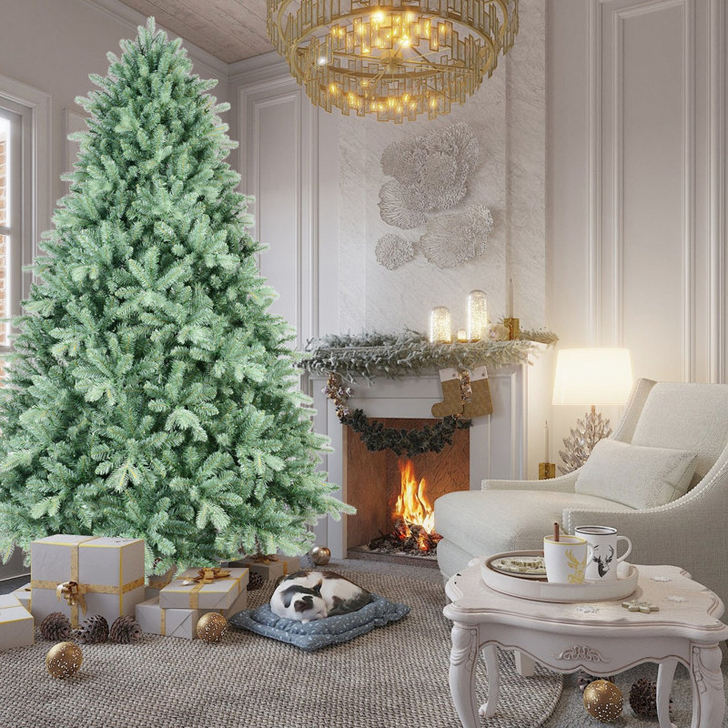 Arbre de Noël 61,03 po de teinte bleue avec 1194 pointes, base en métal stable, structure articulée à installation rapide de 5 pi Pe + et look réaliste, support