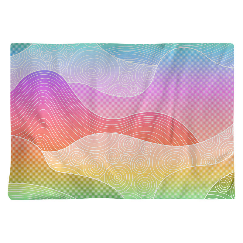 Napperon en coton 18 "classique Waves dessiné à la main, Rouge / blanc / noir
